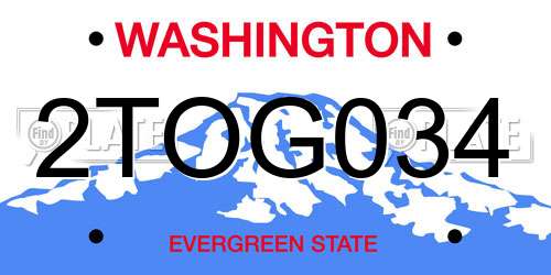 2TOG034 Washington License Plate