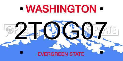 2TOG07 Washington License Plate