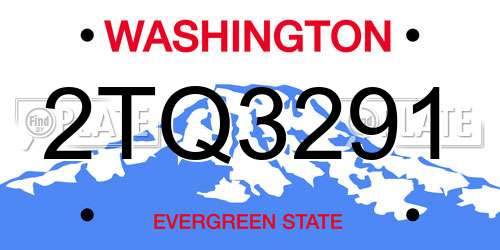 2TQ3291 Washington License Plate