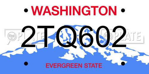 2TQ602 Washington License Plate