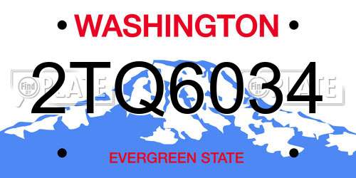 2TQ6034 Washington License Plate