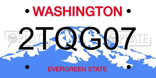 2TQG07 Washington License Plate