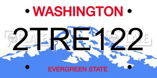 2TRE122 Washington License Plate