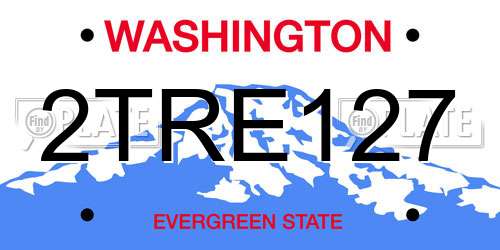 2TRE127 Washington License Plate