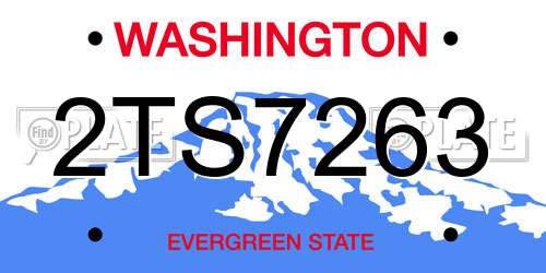 2TS7263 Washington License Plate