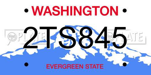 2TS845 Washington License Plate