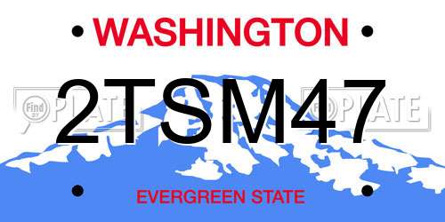 2TSM47 Washington License Plate