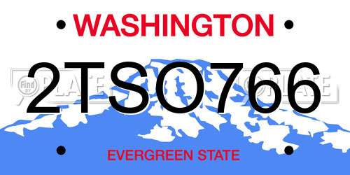 2TSO766 Washington License Plate