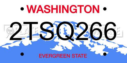 2TSQ266 Washington License Plate