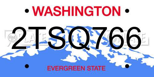 2TSQ766 Washington License Plate