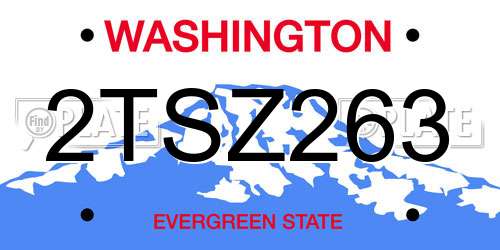 2TSZ263 Washington License Plate