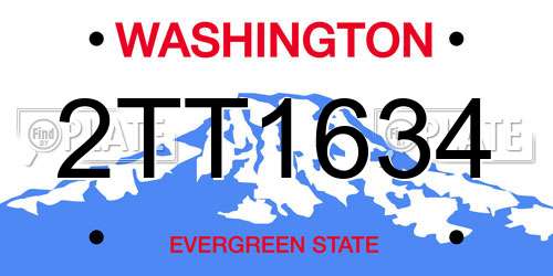 2TT1634 Washington License Plate