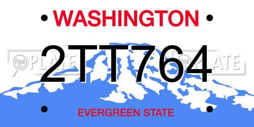 2TT764 Washington License Plate