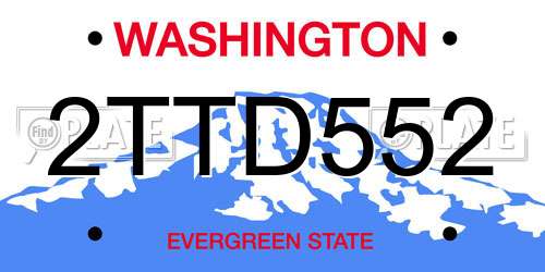2TTD552 Washington License Plate