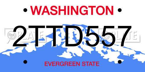 2TTD557 Washington License Plate