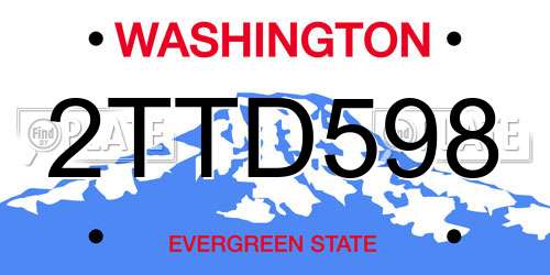 2TTD598 Washington License Plate