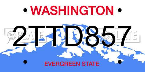2TTD857 Washington License Plate