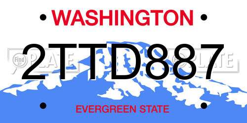 2TTD887 Washington License Plate