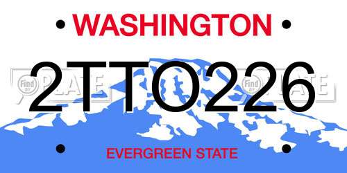 2TTO226 Washington License Plate