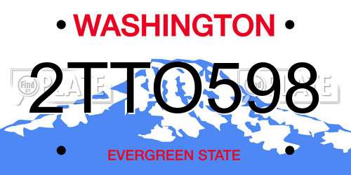 2TTO598 Washington License Plate