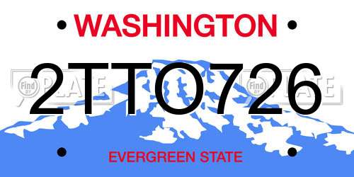 2TTO726 Washington License Plate