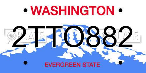 2TTO882 Washington License Plate