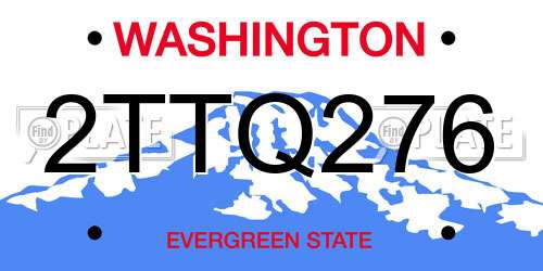 2TTQ276 Washington License Plate