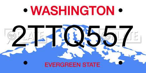 2TTQ557 Washington License Plate
