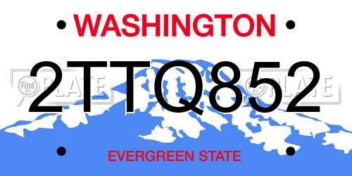 2TTQ852 Washington License Plate