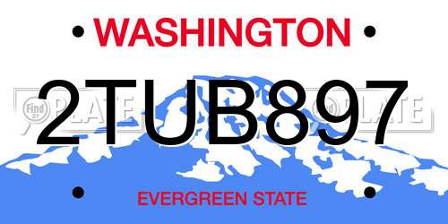 2TUB897 Washington License Plate