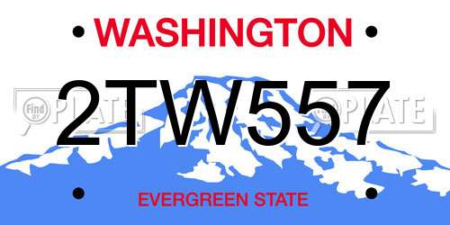 2TW557 Washington License Plate