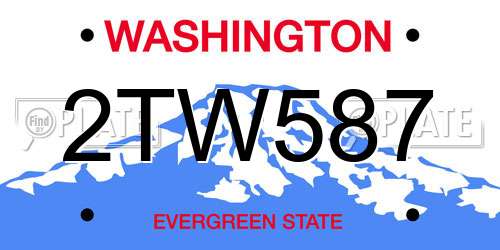 2TW587 Washington License Plate