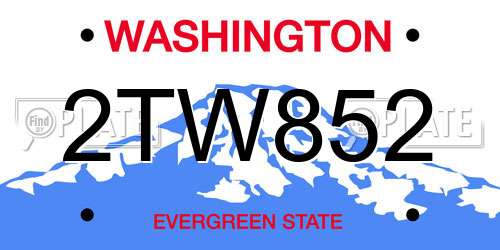 2TW852 Washington License Plate