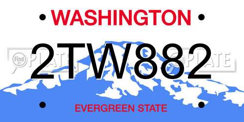 2TW882 Washington License Plate