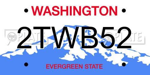 2TWB52 Washington License Plate