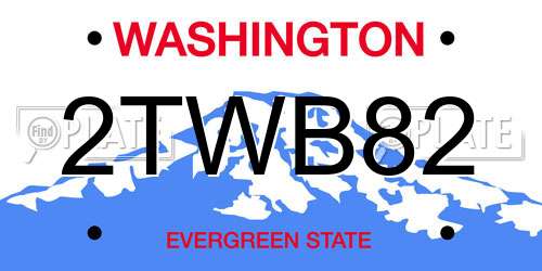 2TWB82 Washington License Plate