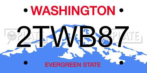 2TWB87 Washington License Plate