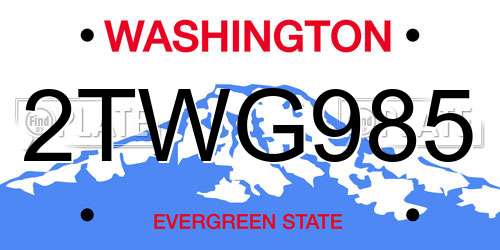 2TWG985 Washington License Plate