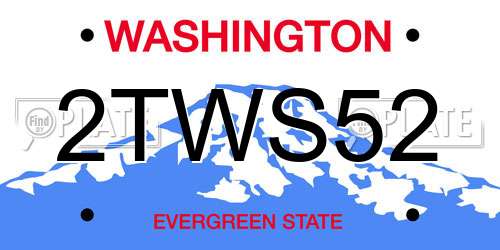 2TWS52 Washington License Plate