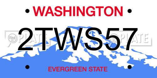 2TWS57 Washington License Plate