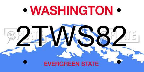 2TWS82 Washington License Plate