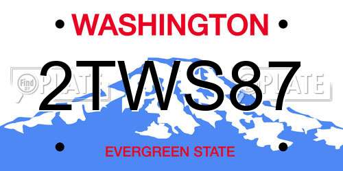 2TWS87 Washington License Plate