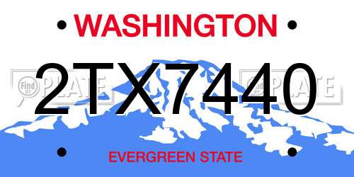 2TX7440 Washington License Plate