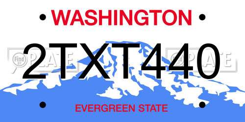 2TXT440 Washington License Plate