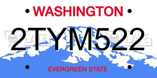 2TYM522 Washington License Plate