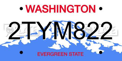 2TYM822 Washington License Plate