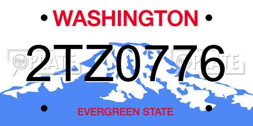 2TZ0776 Washington License Plate