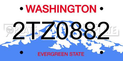 2TZ0882 Washington License Plate