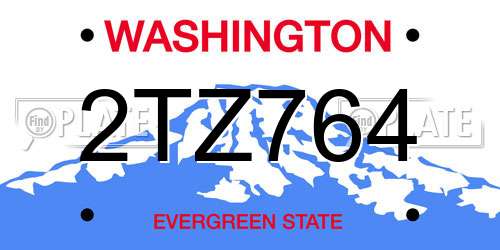 2TZ764 Washington License Plate