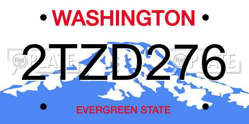 2TZD276 Washington License Plate